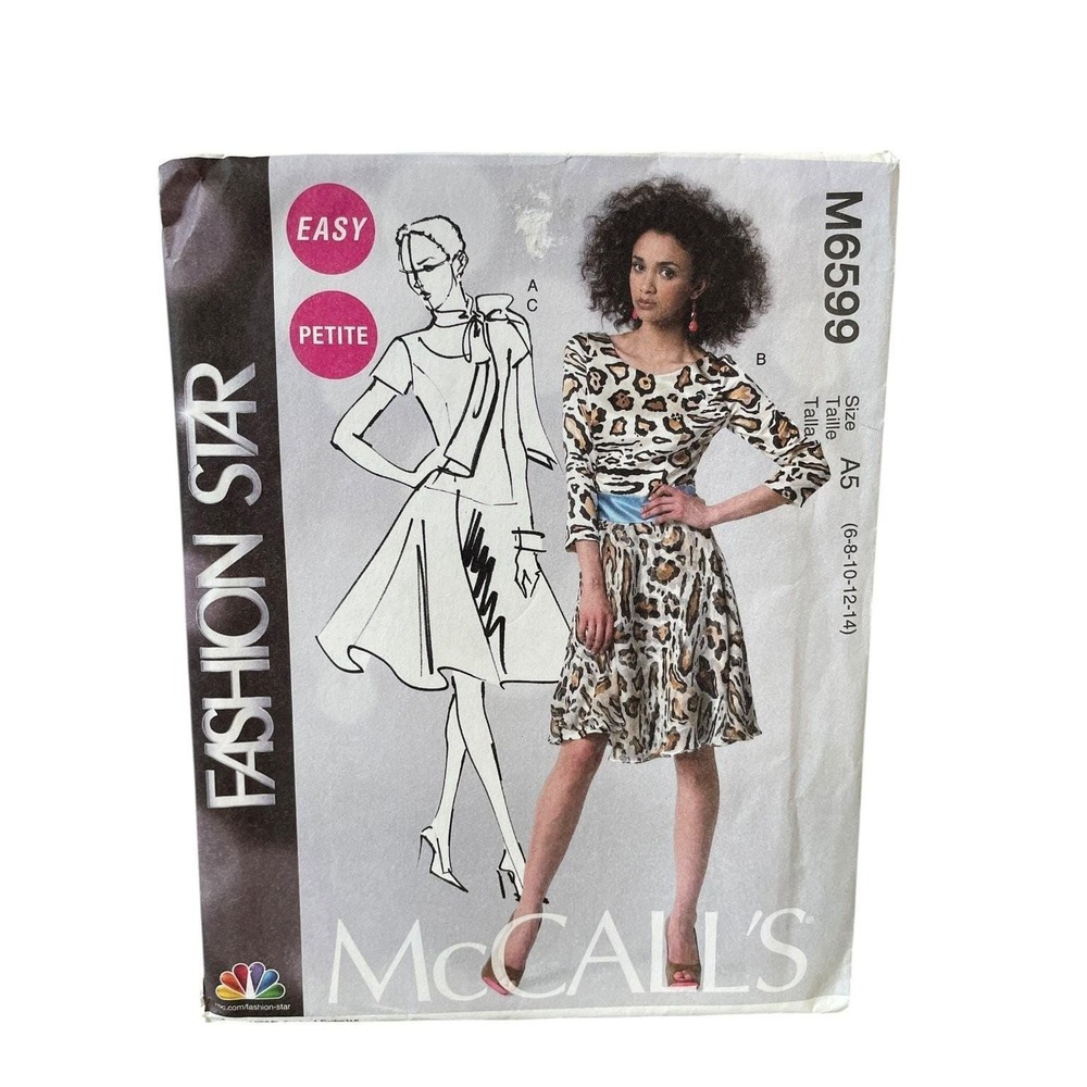 McCALL'S M6599 Petite Misses' Dresses Scarf Sewing Pattern Size 6-14